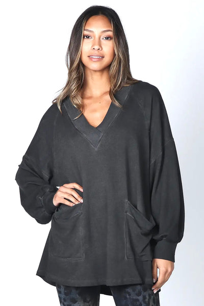 V-Neckline Tunic with Double Pockets