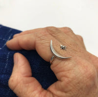 Adjustable Moon and Star Ring